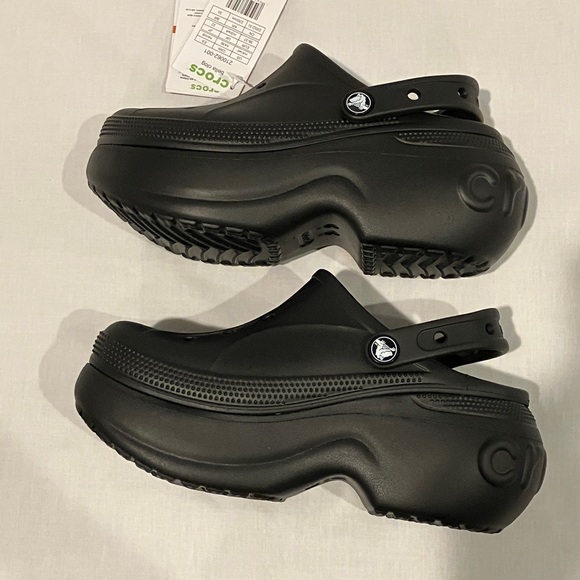 NWT CROCS Black Platform Shoes Bella Clogs size womens 6 - Picture 4 of 11